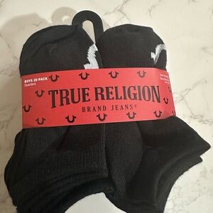 True Religion Boys Black Quarter Socks - 20 Pack size  4 to 6.5